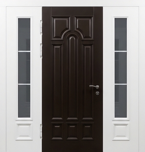 Остекленная входная группа с терморазрывом и двухцветными окрашенными панелями МДФ RAL